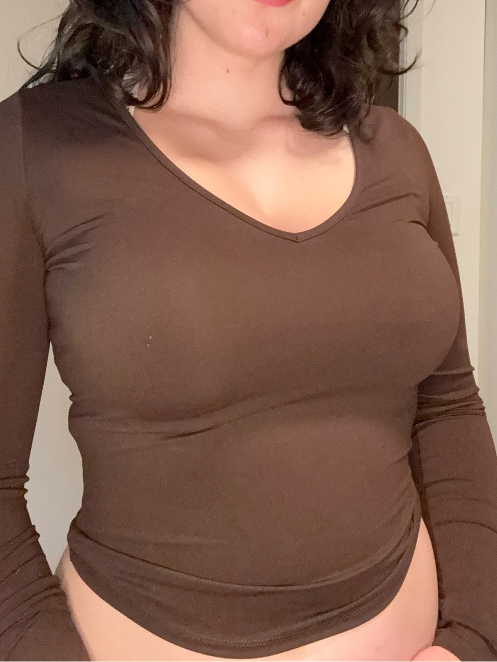 Garage Brown Long-Sleeve V-Neck Tee